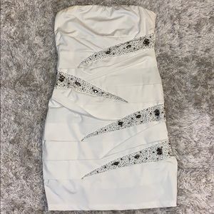 White with gems skintight dress